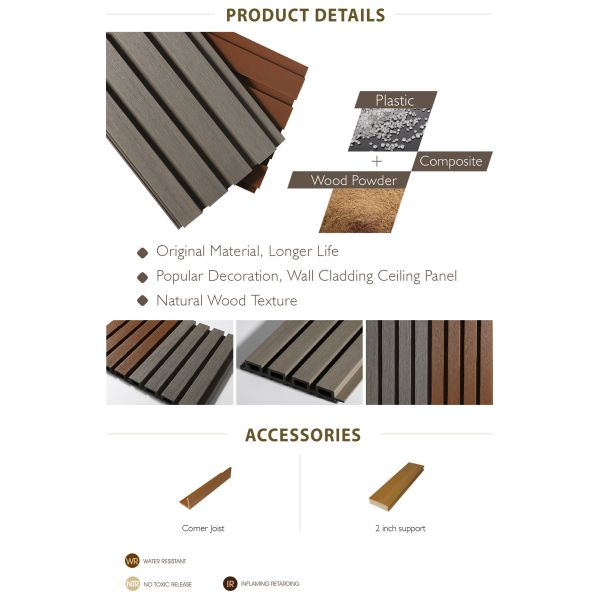 Fireproof Anti-rot 3C Design Exterior Acoustic Pvc Wall Panel Wpc Cladding for Outside Wall