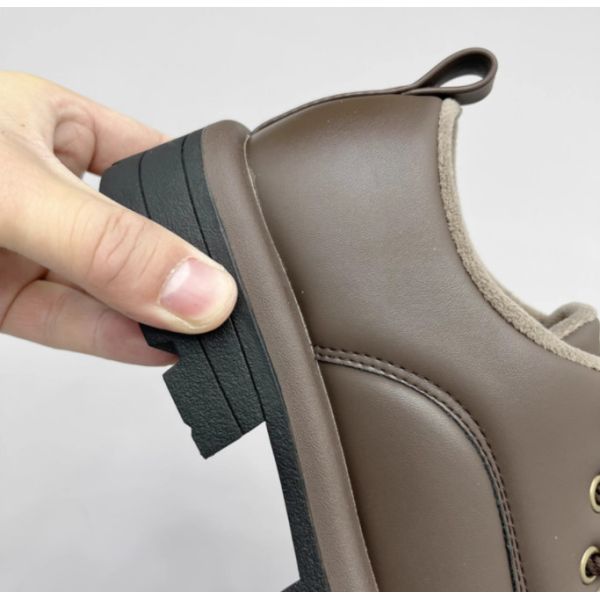 Genuine Leather Girls School Shoes Rubber Sole Artificial Short Plush Inner