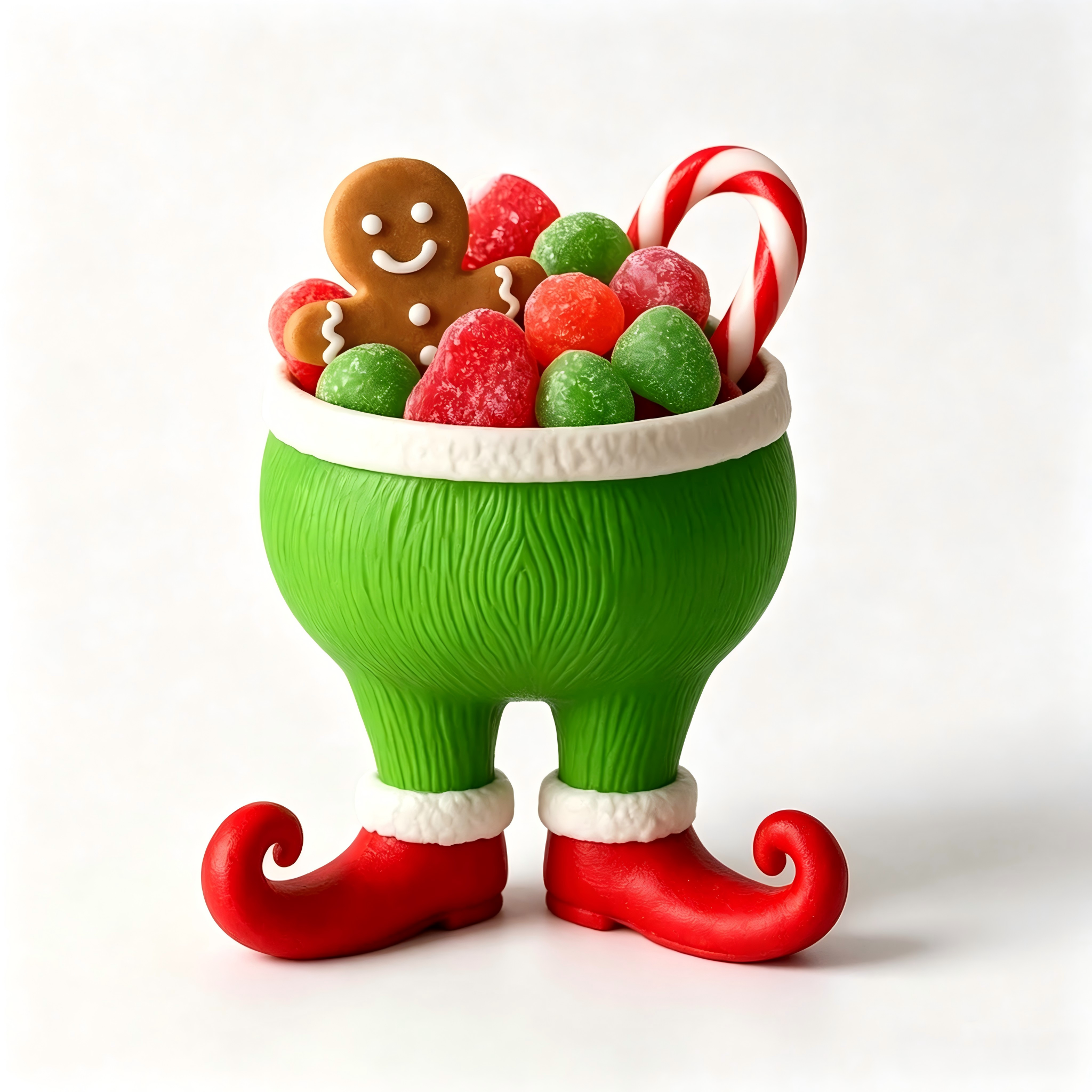 Holiday Decoration 3D Printed Custom Whimsical Elf Leg Candy Bowl