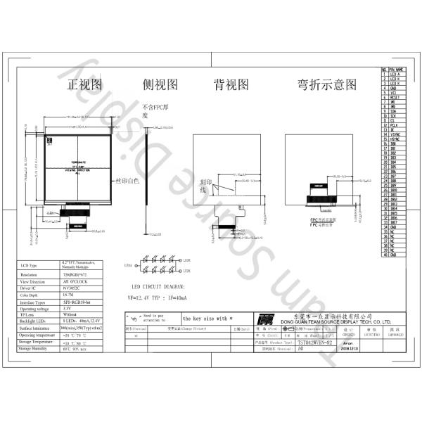 IPS 4.2 Inch 720x672 Res 350nits NV3052C IC Transmissive LCD Display For E Bike