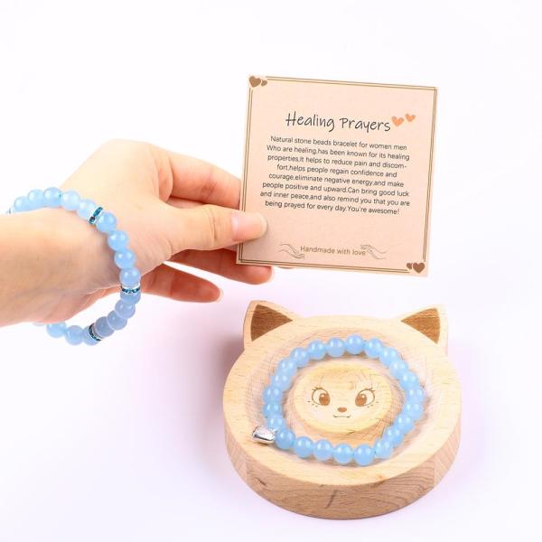 8мм Аметист Синий Аквамарин Драгоценный Камень Браслеты Кристалл Лечение