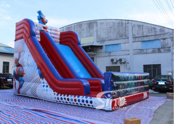 7 meters high kids spiderman inflatable slide with complete digital printing for outdoor parties
