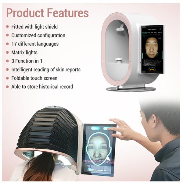 Upgrade Facial Care Skin Analyzer Face Detector 3D New Model Face Skin Analyzer Scanner Device Aesthetics in 17 Languages