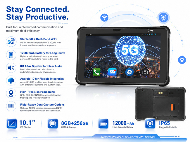Utility Inspection Tablet 10.1 Inch Supports Field Positioning Dispatch and Activity Logs