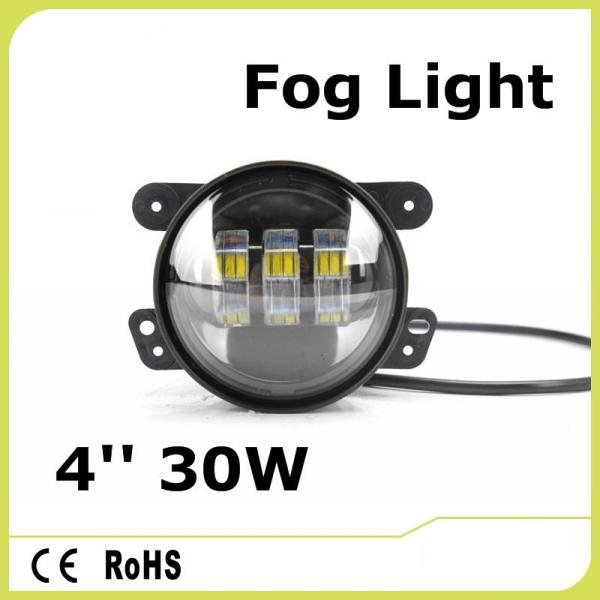 12V DC 4 Inch 30 Watt Car LED Fog Lights For Harleys Jeeps Motorcycle
