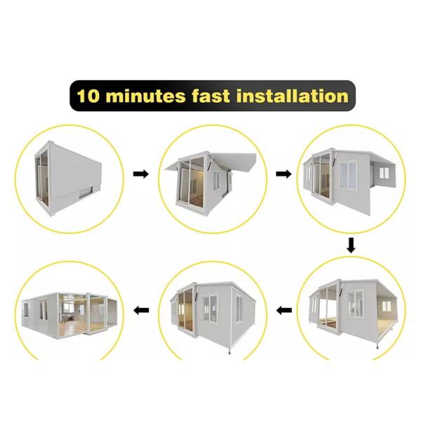 Spacious Design Steel Frame Expandable Prefab House Natural Wood Finish