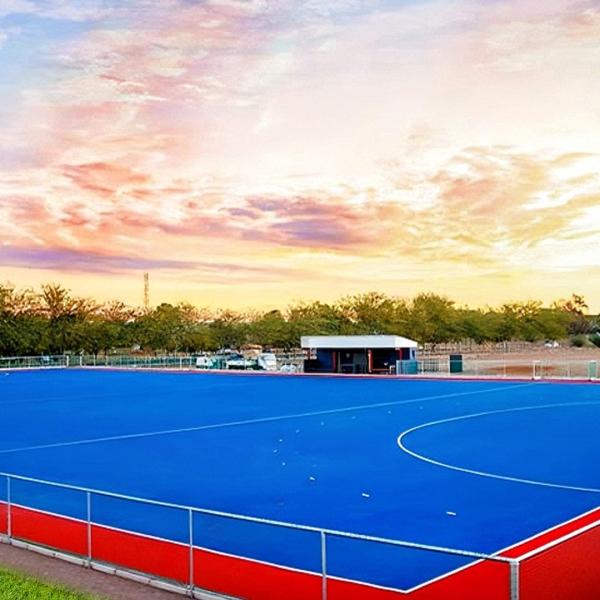Gazon artificiel de 15 mm pour le hockey 8000 Detx Grès synthétique bleu à faible entretien