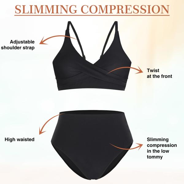 HEXIN High Waist Two Pieces Customized Logo Printing AS SHOW Swimsuits for Women 2023