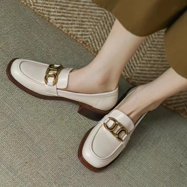 Fashion Black Flat Loafer Shoes With Heels Height 4CM