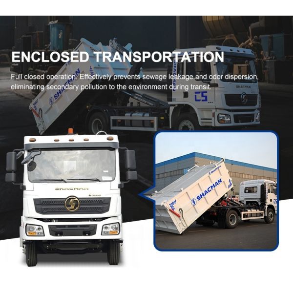 Compressed Hooklift Garbage Truck With Semi Trailers Large Dump Garbage Truck
