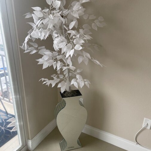 Clear Crystal Tall Mirrored Crushed Diamond Floor Vase Planter For Wedding