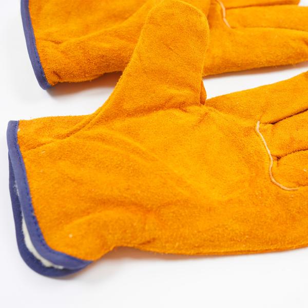 Winter Fleece Lined Leather Gloves  Yellow High Temperature BBQ Gloves