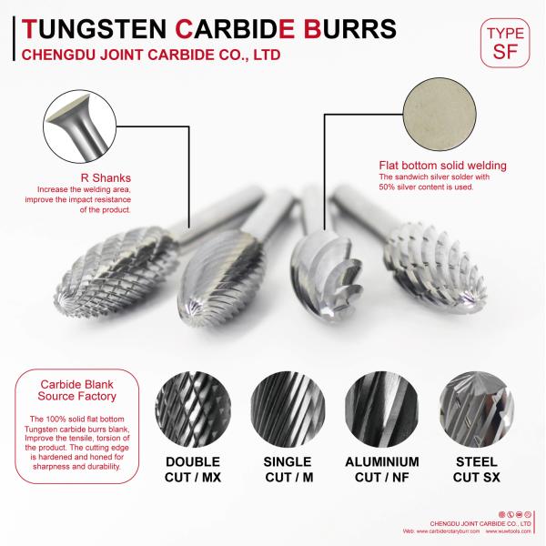 Speed Cutting Tungsten Carbide Rotary Burrs AlTiN Coated Various Tooth Shapes
