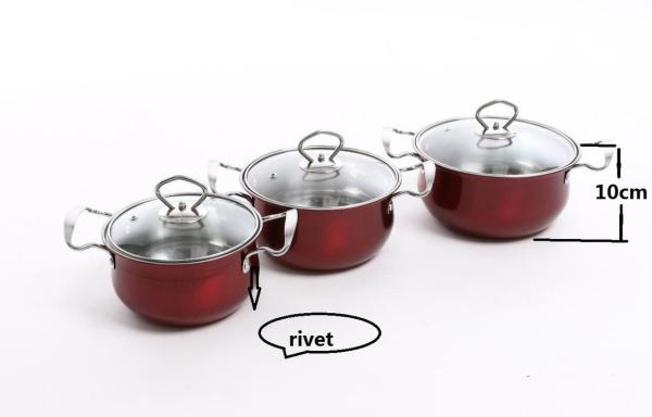 Colorful Kitchen Cookware Sets With Glass Lid Food Grade 201# Stainless Steel