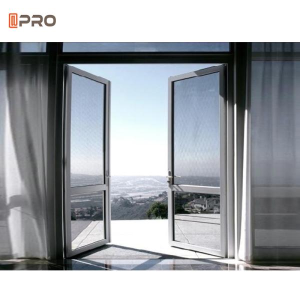 Aluminum Frame Hinged Door Glass Swing Entry Doors 1.2mm-2.0mm Profile Thickness