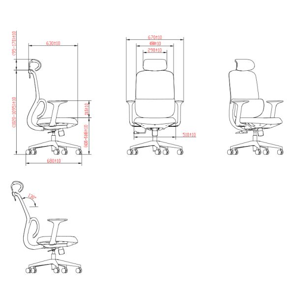 High Back Modern Mesh Office Chair Ergonomic Computer Chair Reclining Executive Chair with Headrest for Workstation