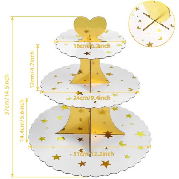 3 Tier Wedding Party Cake Dessert Pastry Paper Cupcake Stand