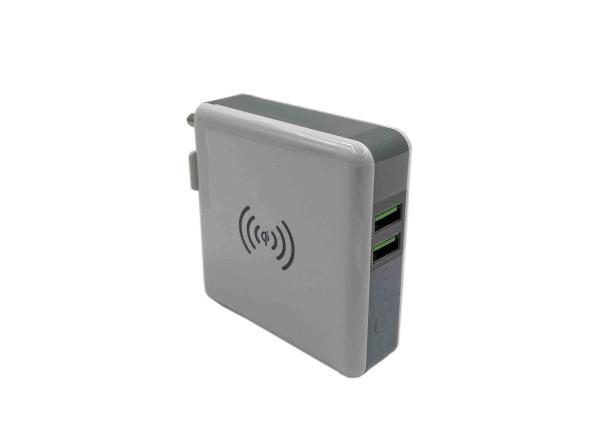 QI 5W 2 USB Port 5200mah Travel Charger Power Bank of India Plug