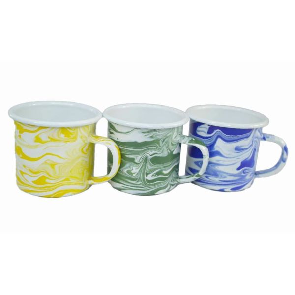 Small Enamel Custom Mugs 350ml 500ml Speckle Coating EU FDA Certified Bottom Logo