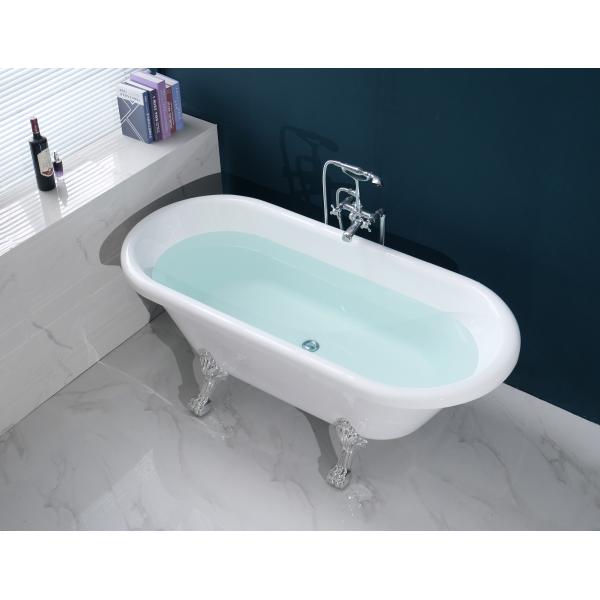 Modern White Acrylic Freestanding Bathtub 67 Inches