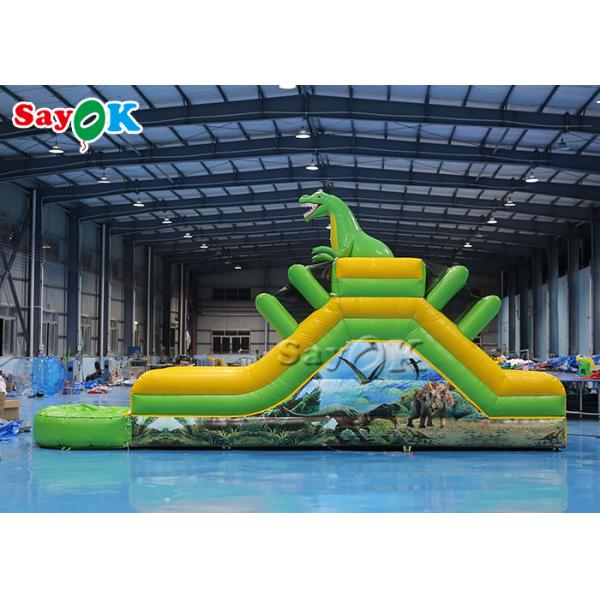 Slide de dinosaurio inflable con tema Slide de agua inflable 9.3x2x3.5mH Impresión de logotipo