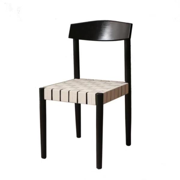 Solid Wood Braided Seat Dining Chair Furniture Finish Lacquered With Customized Designs For Restaurant Dining