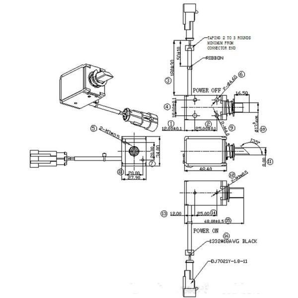 Соленоид U1348 62.6w DC12V пушпульный для хобота автомобиля