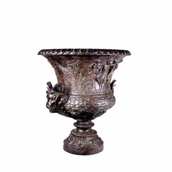 Antique Golden Cast Iron Flower Pots Powder Coated For Garden Decoration