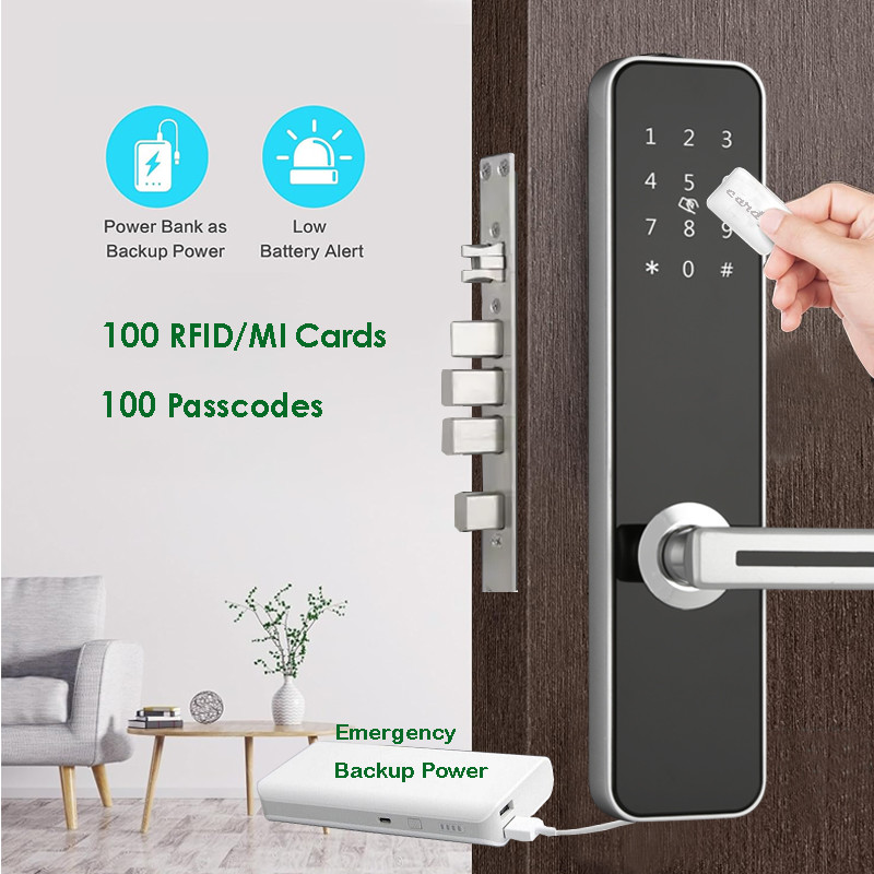 Combination Smart Door Lock Remote Control For Front Door Silver/Black Optional Smart Digital Door Lock