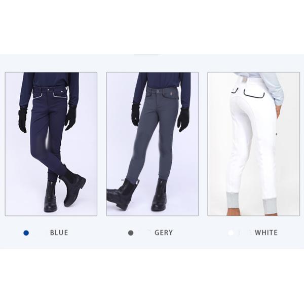 Quick Drying Childrens Horse Riding Tights Knee Silicone Navy Blue Riding Leggings