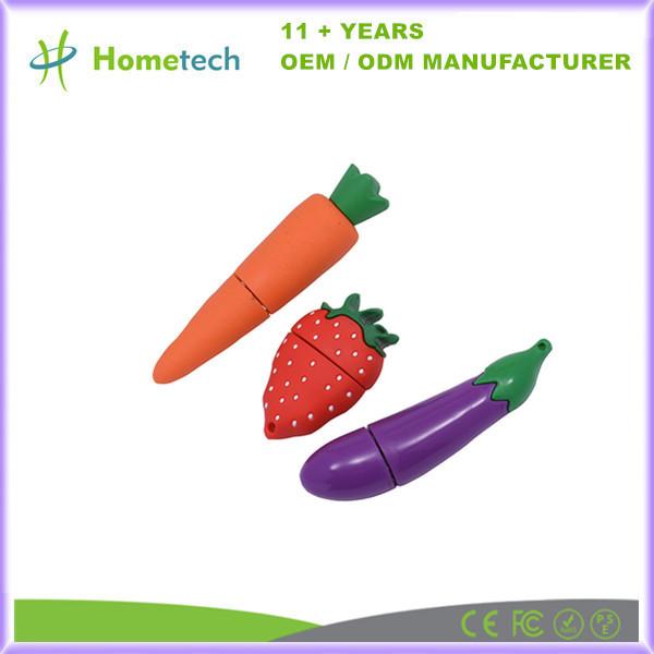 Cartoon Hot Pepper/Fruit Modelo Cute Personalizado USB Flash Drive 8GB 16GB 32GB PVC Pen Drive