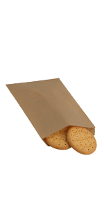 Kraft Paper Bags Flat Greaseproof Paper Bags Greaseproof Envelopes, Paper Snack Bags Cookie Bags Popcorn Bag