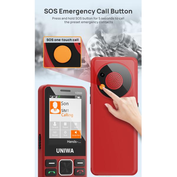 2.4 pulgadas IPS pantalla teléfono móvil para ancianos 1700mAh batería teléfono móvil de edad avanzada