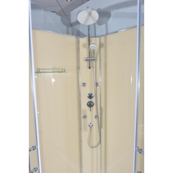 Circle Quadrant Shower Cabin with white acrylic tray  chrome aluminium