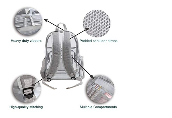 Waterproof Transparent PVC Ladies Travel Backpack With Multiple Compartments