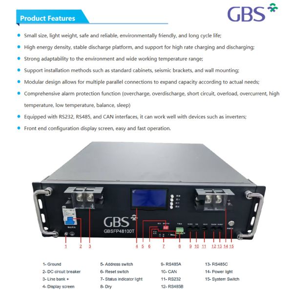 Stackable 51.2V Lifepo4 Split Solar Energy Storage Rack Mounted Smart BMS Server CAN/RS485 Communication Port
