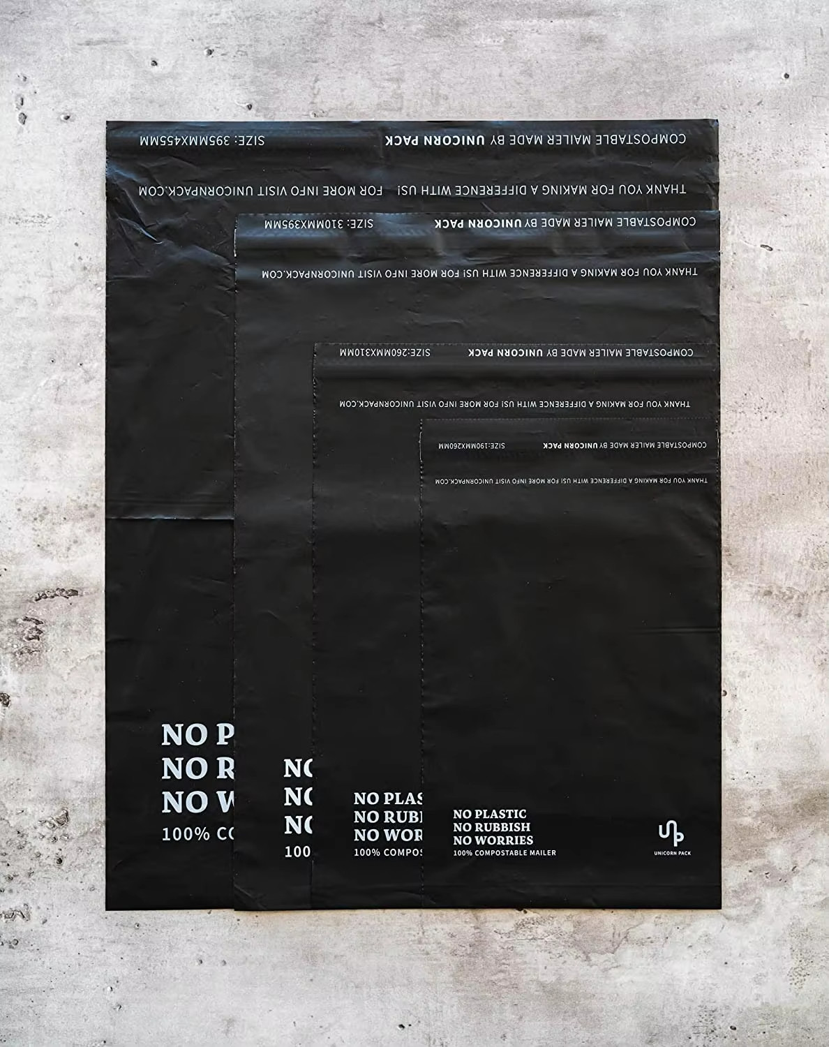 Matte Black Custom 100% Biodegradable Compostable for Poly Mailer for Clothing and Fur Shipping for Shoes and Other Articles