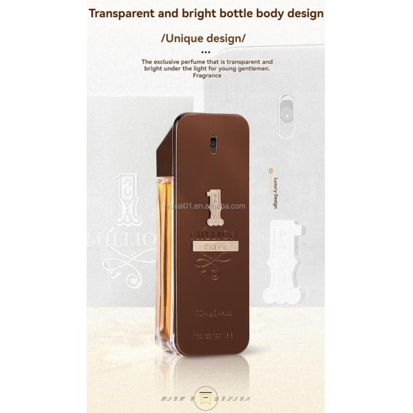 Male Perfume Spray 100mL Gold Millionaire Prive Seductive Wood Scent Leather Fragrance