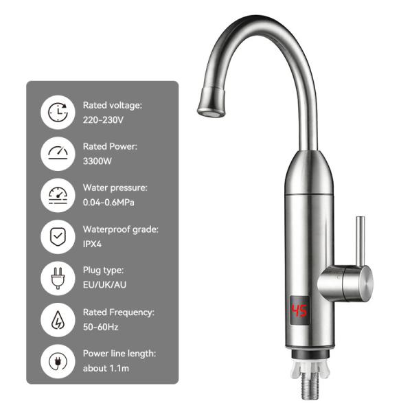 Hot Water UK Plug Instant Electric Heating Faucet With 220V 3300W Power For Kitchen