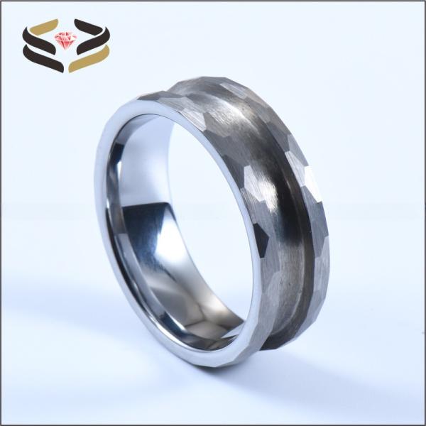 Third Party Appraisal Silver Hammered Tungsten Ring Blank Inlay Ring Cores 6mm 8mm for Men and Women