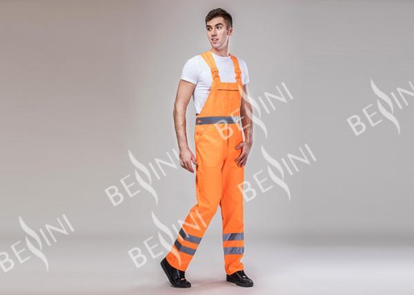 80% Polyester 20% Cotton Heavy Duty Work Suit Orange Hi Vis Overalls Multi Pockets
