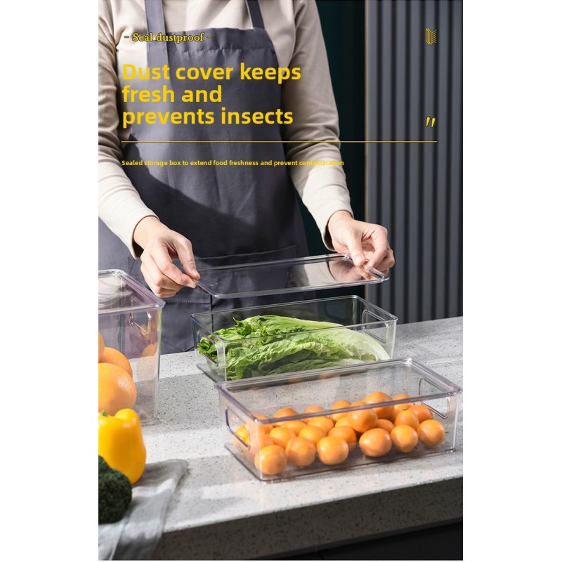 Clear Plastic Stackable Storage Bins Rectangular Produce Organizers for Fridge Kitchen Pantry Transparent Fruit Vegetable Basket