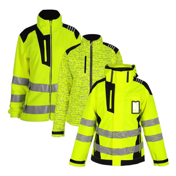 Chaqueta con capucha fluorescente de mujer abrigo resistente a la llama de alta visibilidad ropa exterior amarilla resistente a la llama