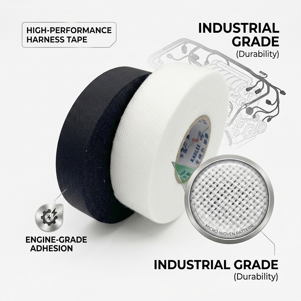 0.25mm Kablee T01 Abrasion Resistant Automotive Cloth Wire Harness Tape Black Orange 25m Roll