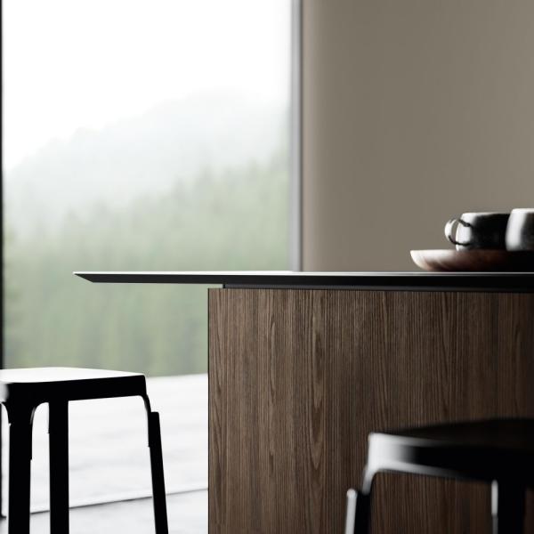 Современный минималистский стиль Нержавеющая сталь Массивный деревянный кухонный шкаф Кухонная мебель Кухонные шкафы на заказ