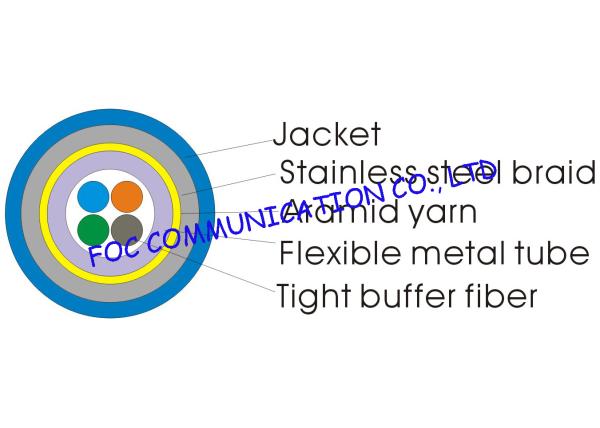 Optical Fiber Cable 4core With Flexible Metal Tube and Braid For CATV