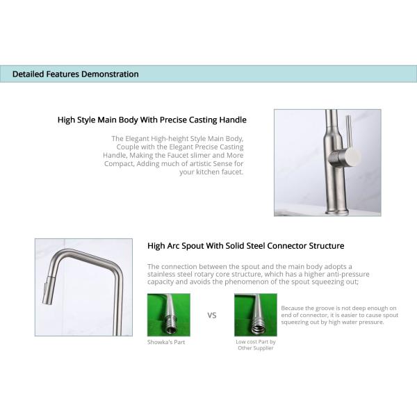 Умный одиночный кран кухни отверстия со смесителем Spout высокой дуги спрейера трубчатым