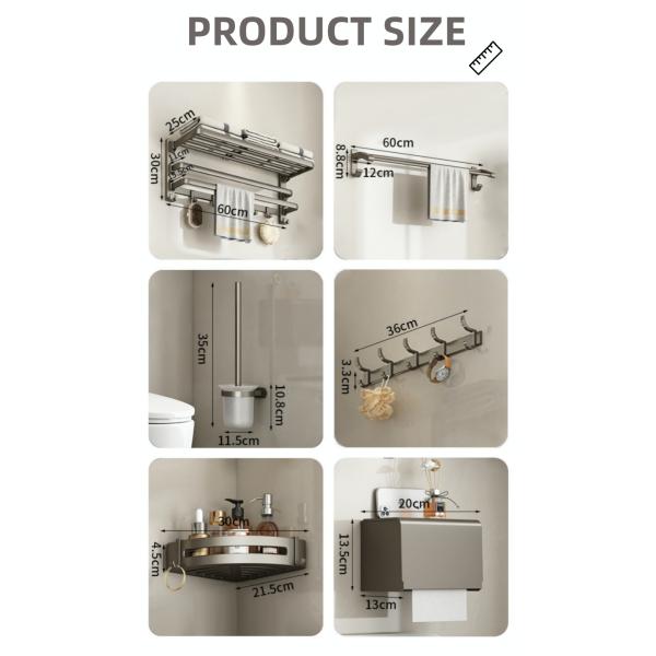 Space Aluminum Modern Wall Mounted Bathroom Set Customized Logo