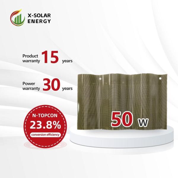 Max. Power Temperature Coefficient -0.26% Rosenpv Curved Solar Tiles PV Panels for Household Solar Power Energy System Sheet BIPV Solar Roof Tile