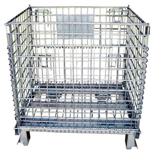 300kg 500kg Metal Mesh Storage Containers Folding Semi Open Steel